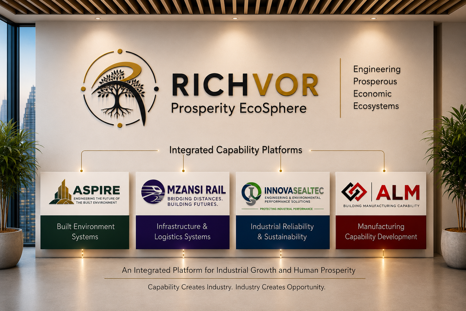 Richvor integrated capability platforms: Aspire Built, Mzansi Rail, Innovasealtec and ALM